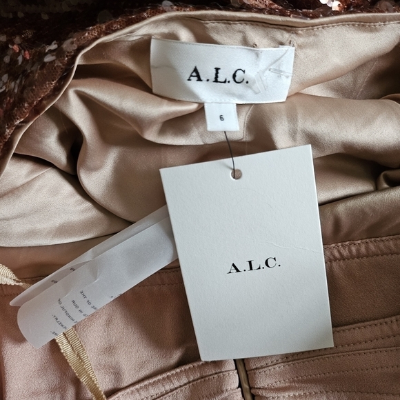 New A.L.C. Gisele Sequined Brownsirocco Midi Dress NWT 6 US - Picture 16 of 17